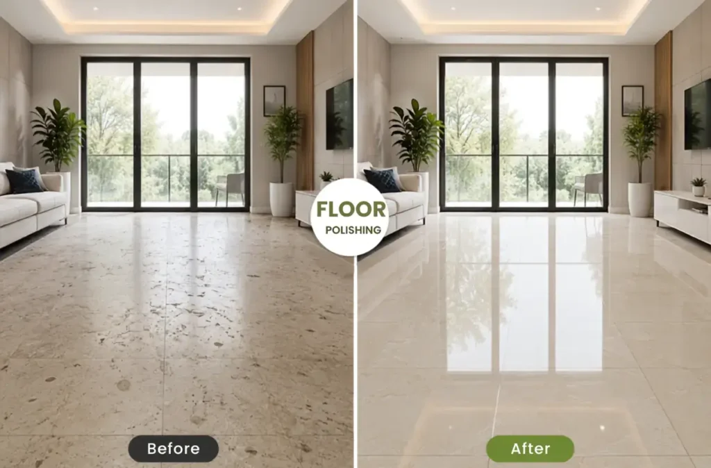 Floor Polishing before and after