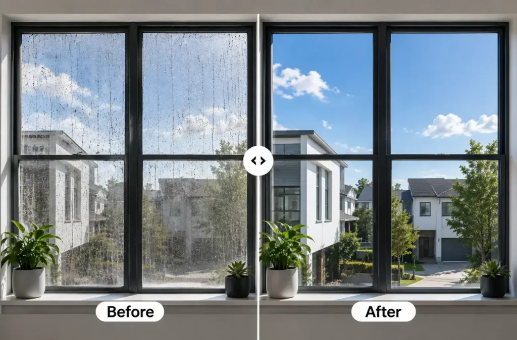 Glass & Window Cleaning before and after result