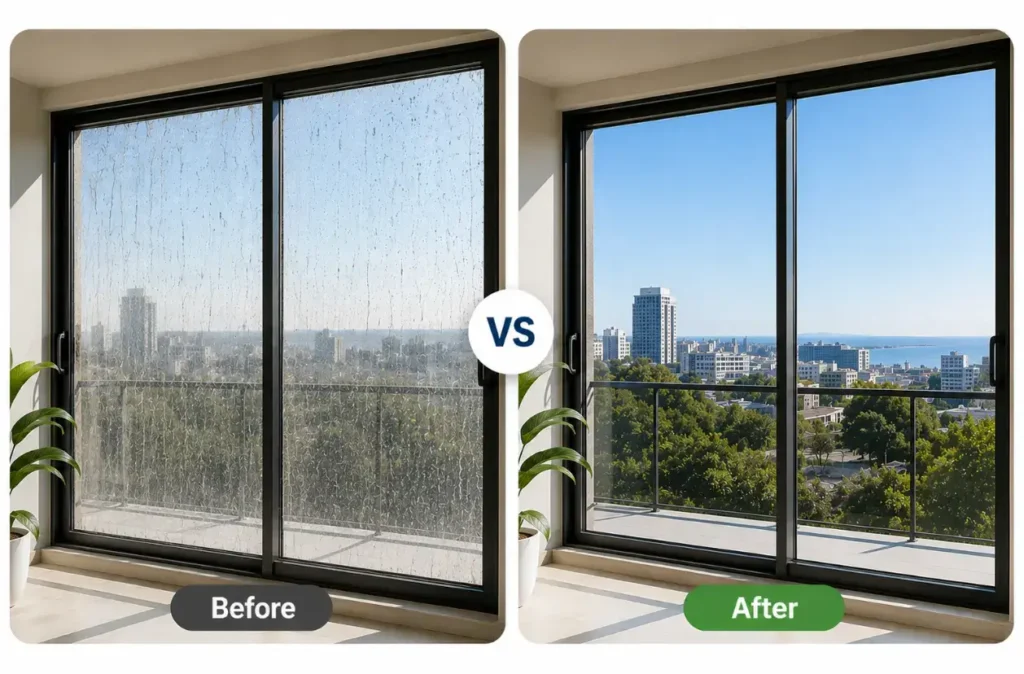 Glass & Window Cleaning before and after result