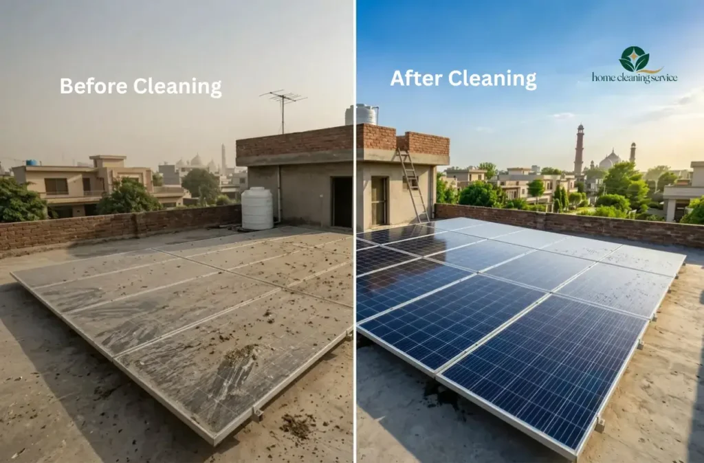 Solar Panel cleaning Before and After