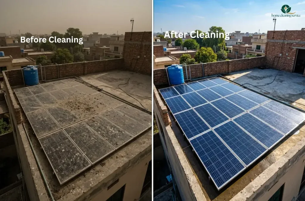Solar Panel cleaning Before and After Result